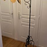 Wrought iron tripod floor lamp & flower lampshade