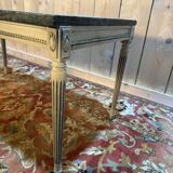 Louis XVI style painted coffee table and green marble