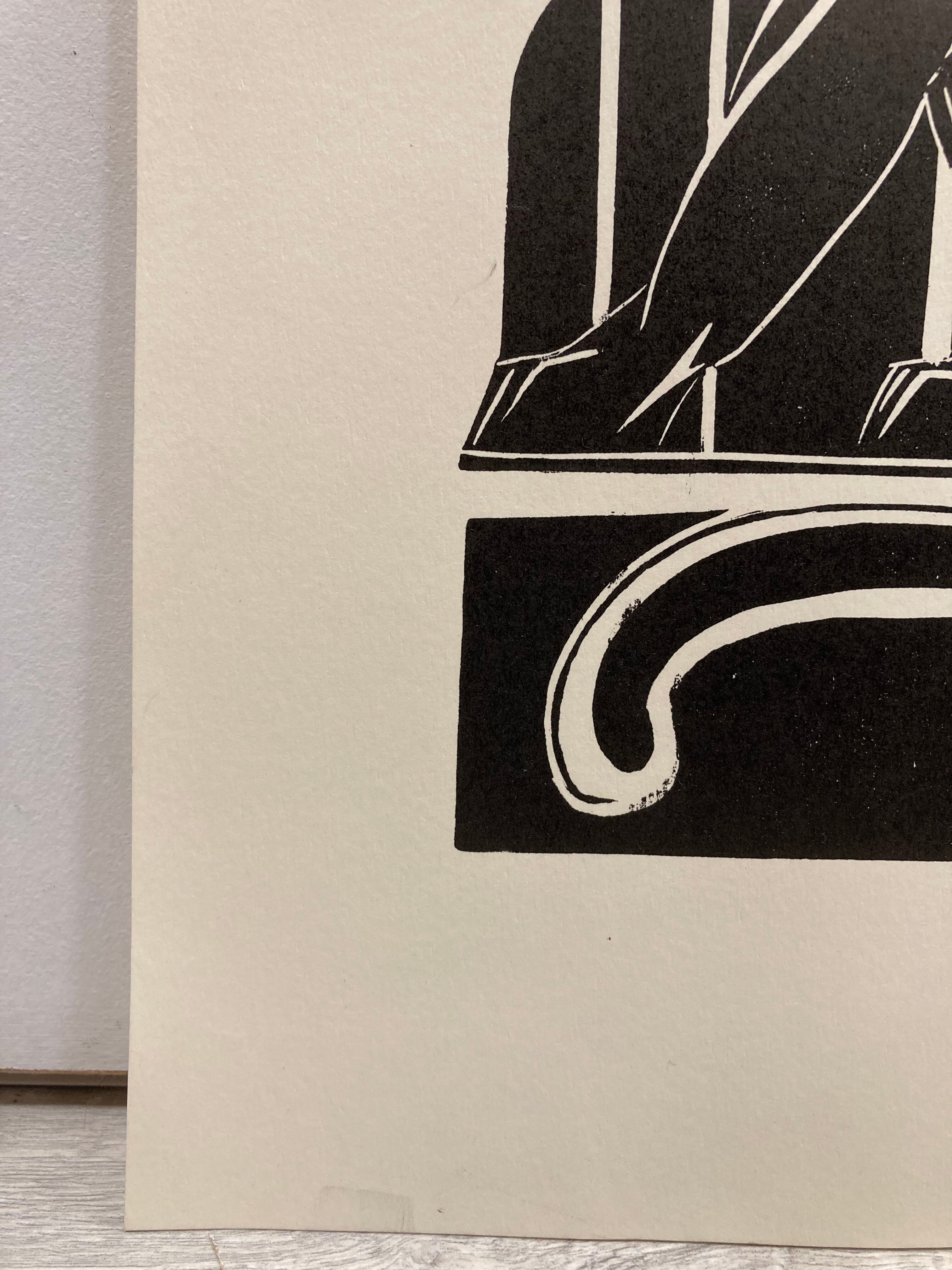 Linogravure art déco "panther"