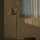 Danish wrought iron floor lamp from the mid-20th century with a curved arm, 1950s.