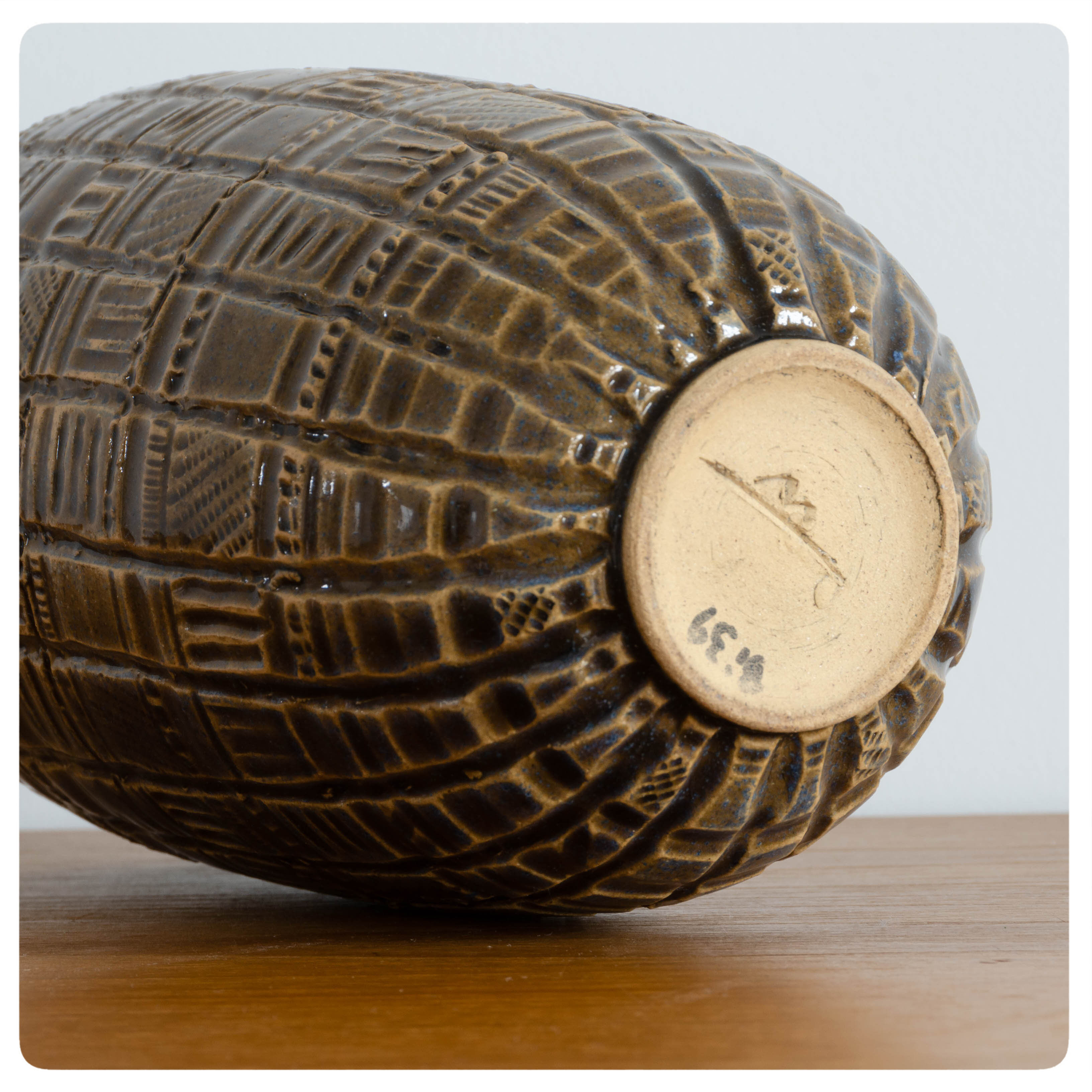 Enamelled sandstone vase with scarred decoration, French work - Circa 1960