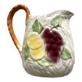 Antique barbotine pitcher with fruit decoration