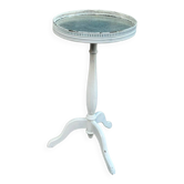 White tripod gueridon in Louis XVI style with a mirrored top, 1970.