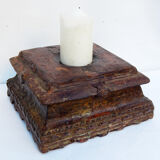 Bougeoir teck ancienne colonne