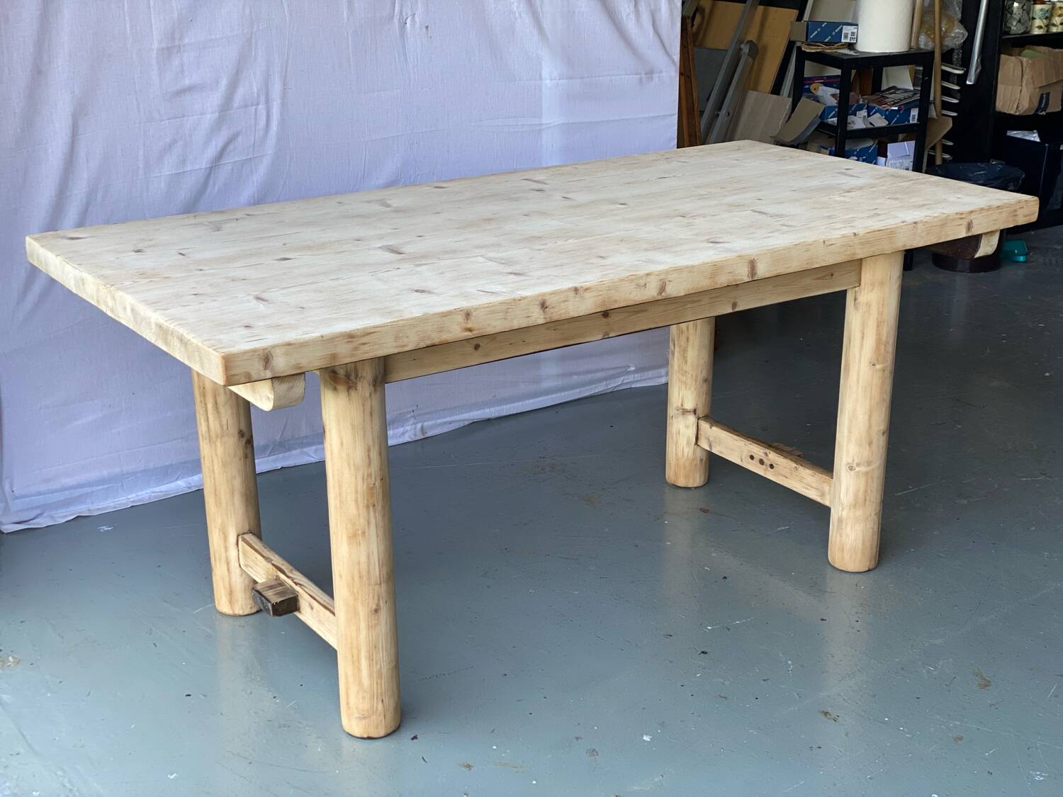 Vintage Farmhouse Dining Table Solid Wood Refurbished 170cm