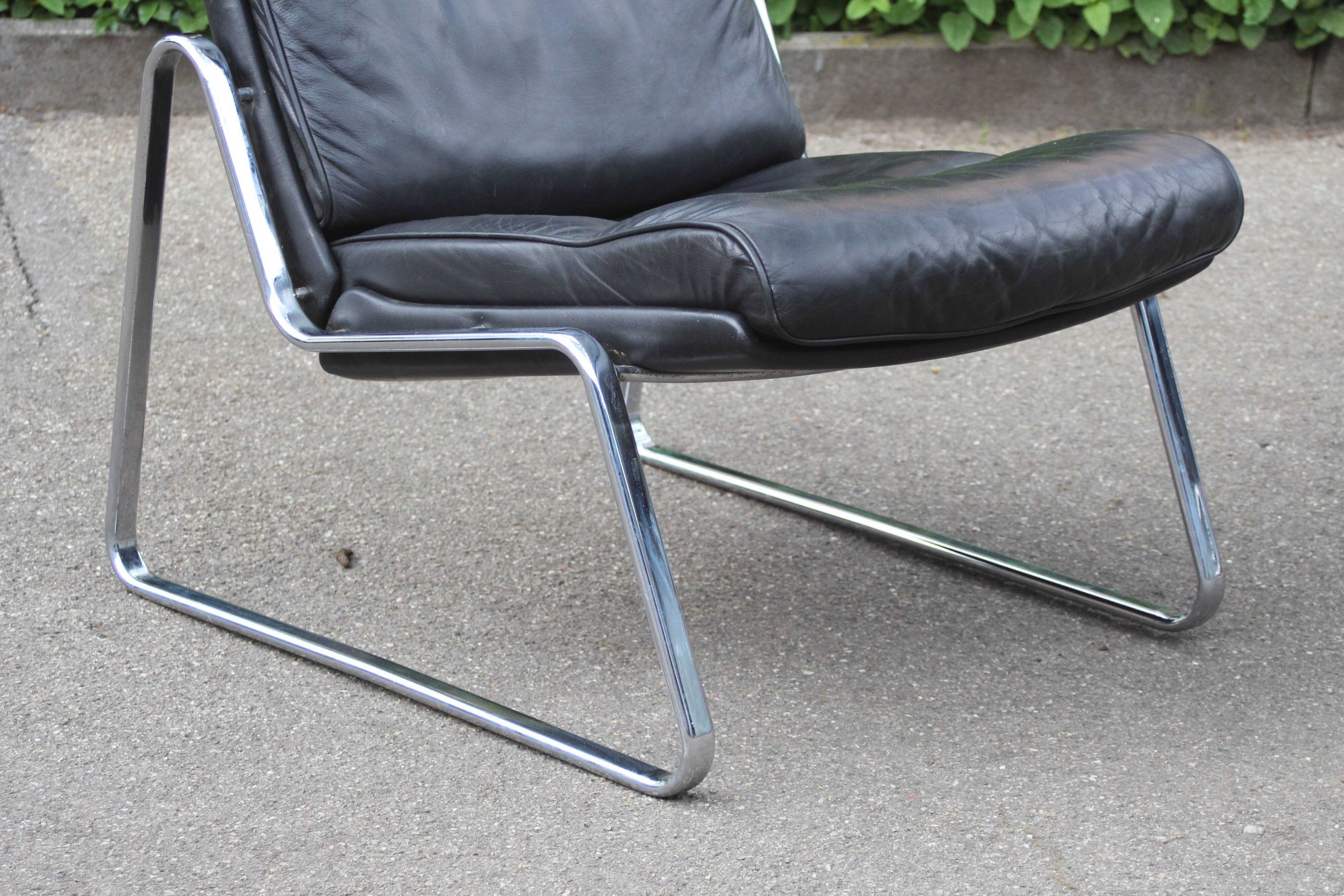 Paire de fauteuils Lange Drabert en cuir 1970