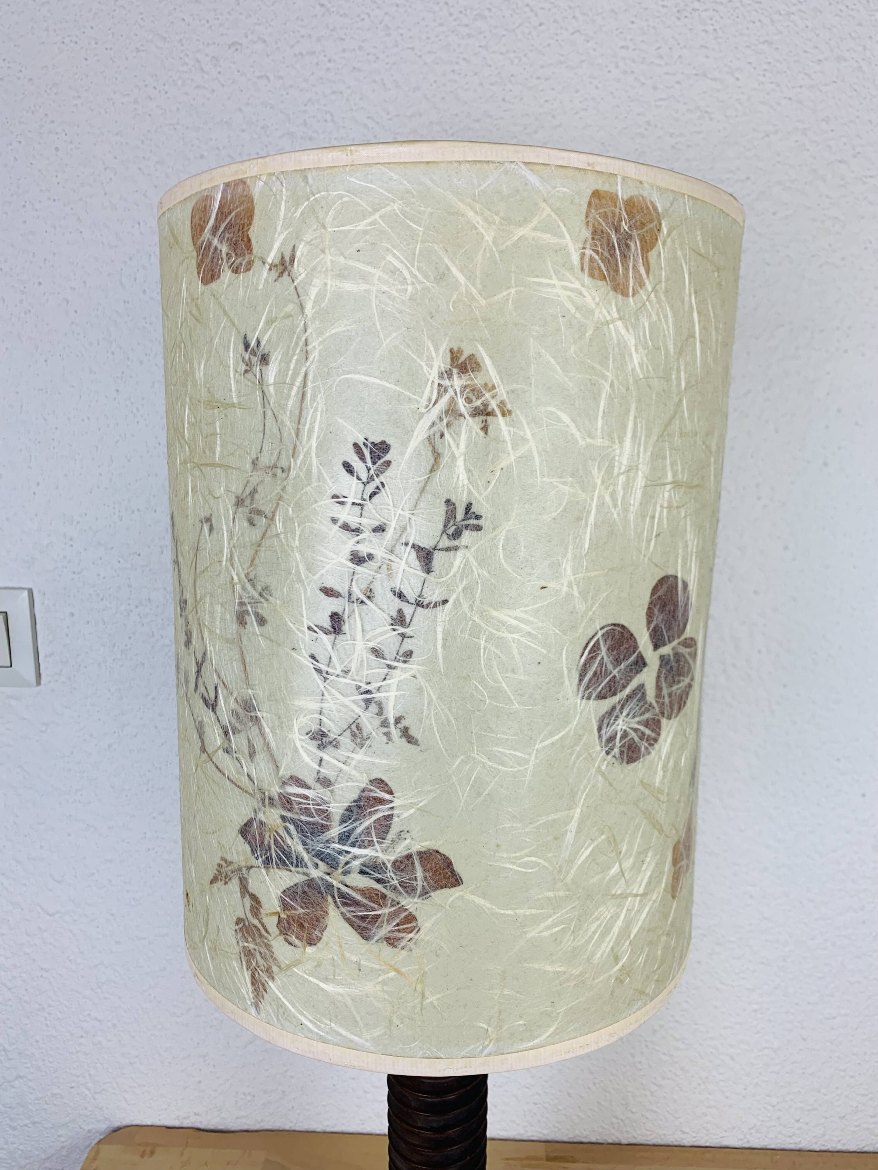 Brutalist folk art lamp 73 cm, turned wood
