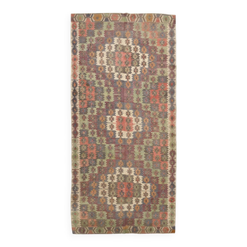 Tapis Kilim ancien de taille rare 6x13, robuste, 180x385 cm