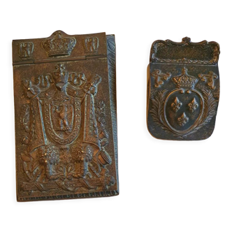 Max Le Verrier mail clip and notepad in bronze decoration coat of arms