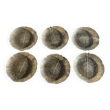 Lot de 6 petites assiettes en forme de feuille en verre vintage Arcoroc Asp
