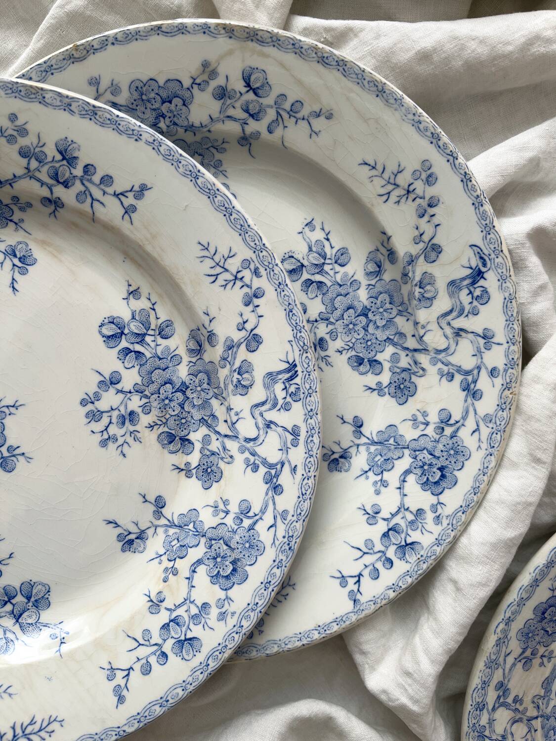 8 flat ironstone plates “Fleurette” Gien