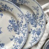 8 flat ironstone plates “Fleurette” Gien