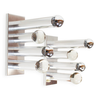 Pair of polished wall lamps by Gaetano Sciolari