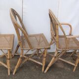 Set of chairs and cannate armchairs of bistro terasse de bar