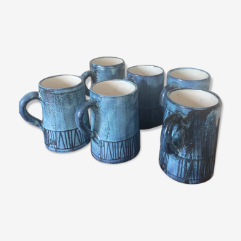 Set of 6 mugs by Jacques pouchain