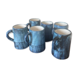 Set of 6 mugs by Jacques Pouchain