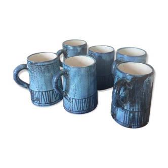 Set of 6 mugs by Jacques pouchain