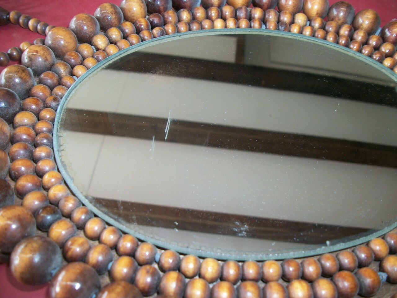 Miroir perle de bois