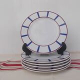 Set of 18 basque plates in blue and red porcelain