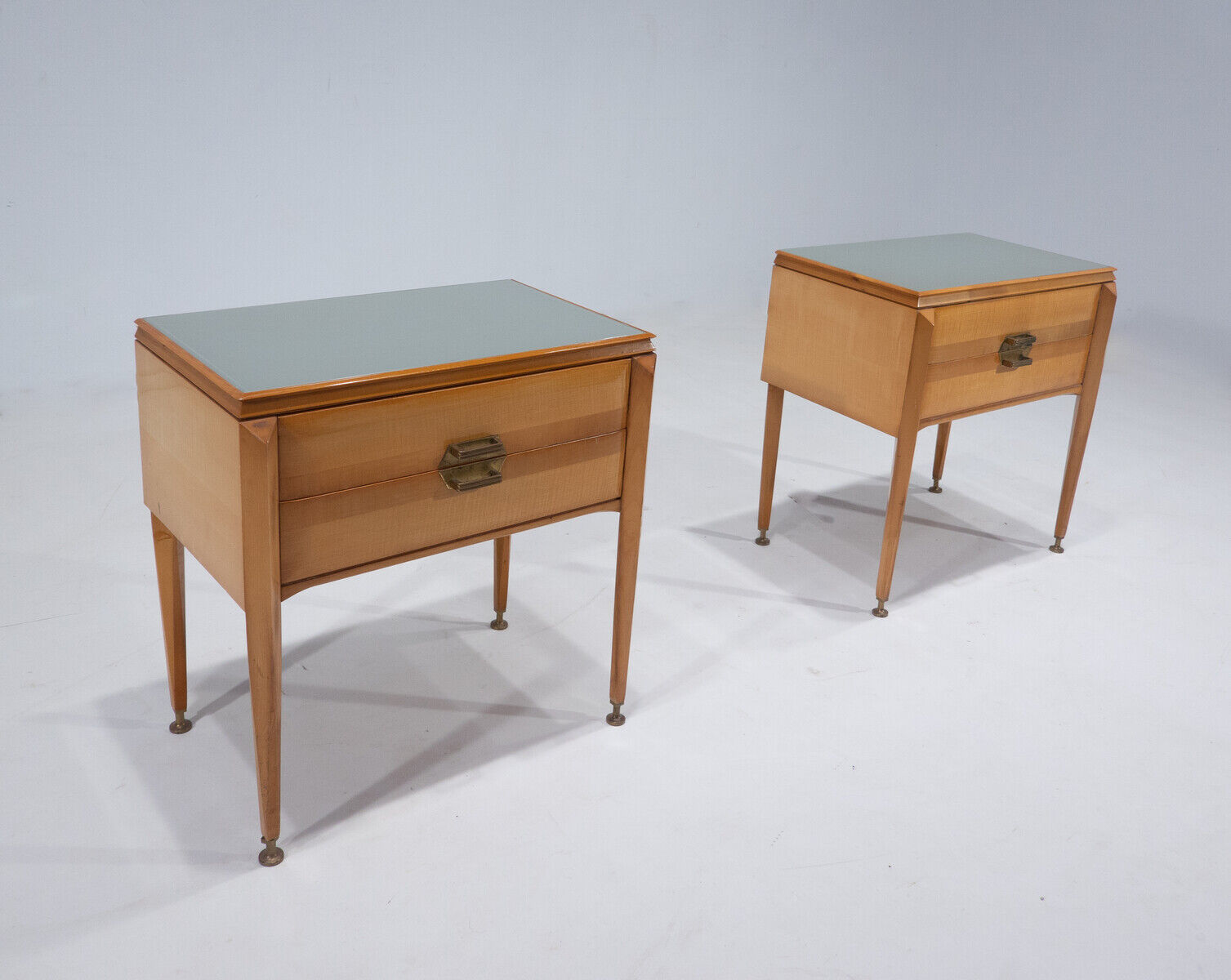 Mid-century modern pair of wooden nightstands, italy, 1960s