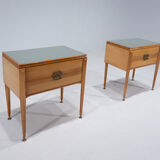 Mid-century modern pair of wooden nightstands, italy, 1960s