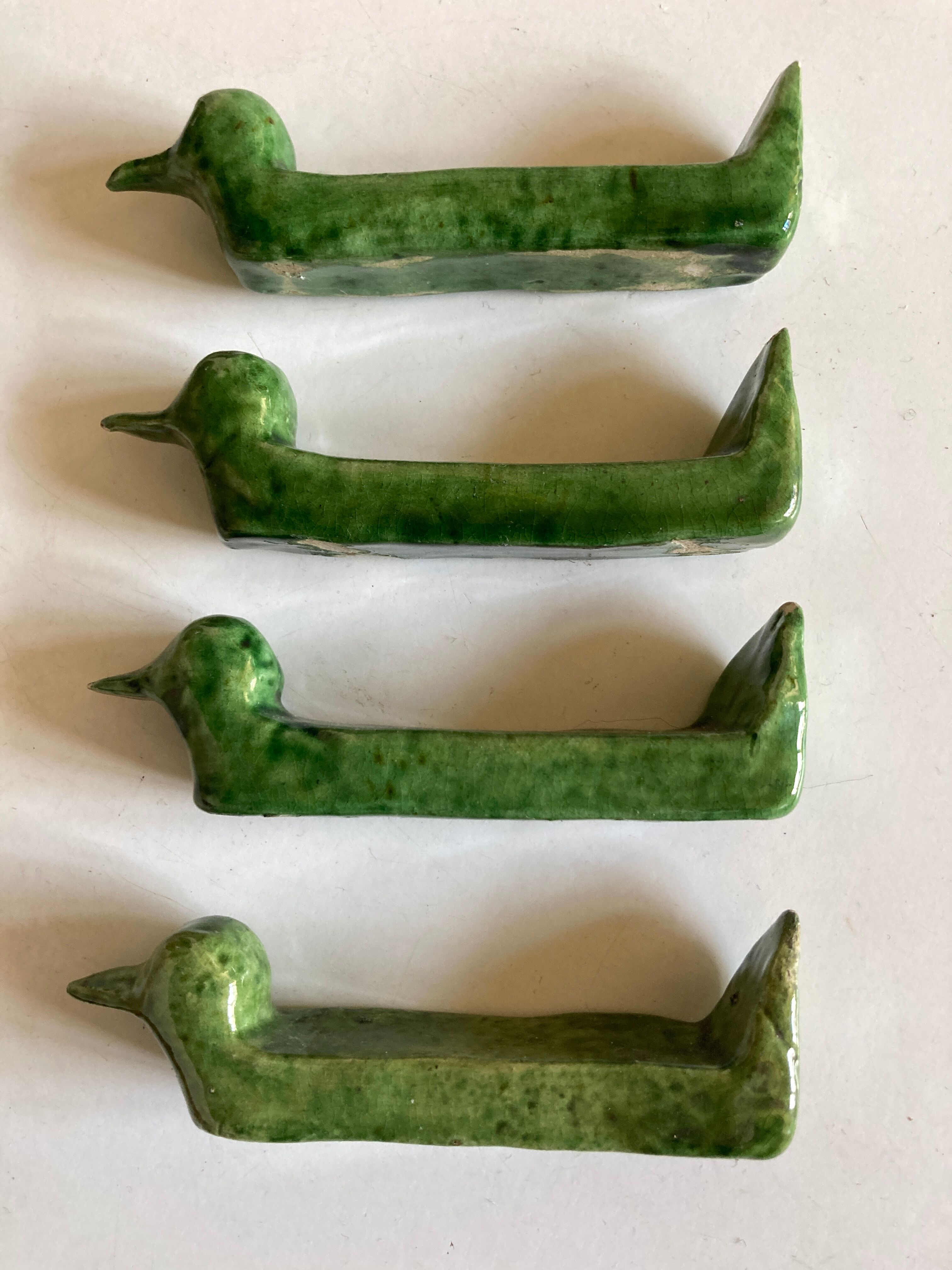 Set of 4 knife holders in varnished earth of Biot 1960