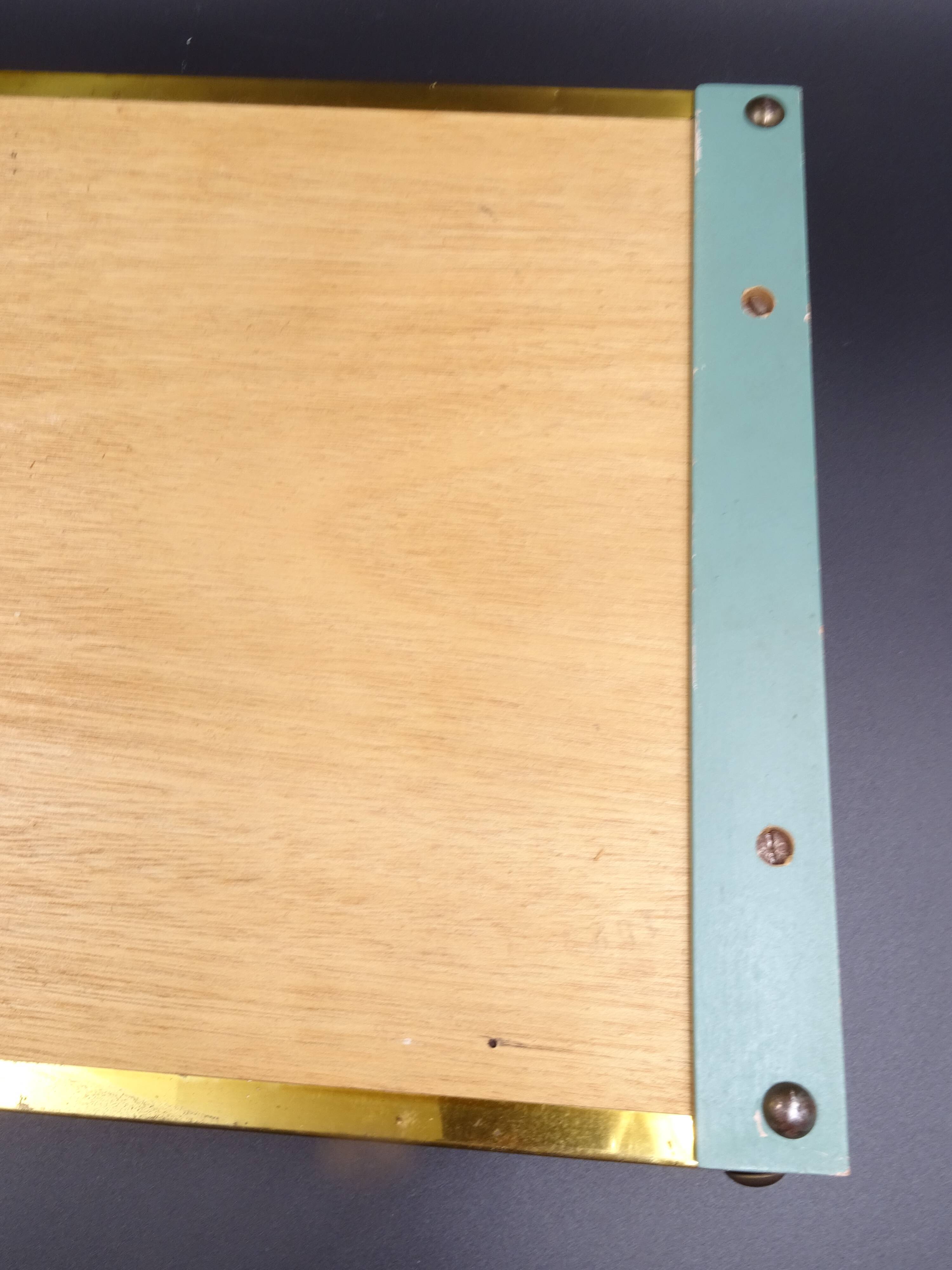 Small wooden metal top and mirror around 1950