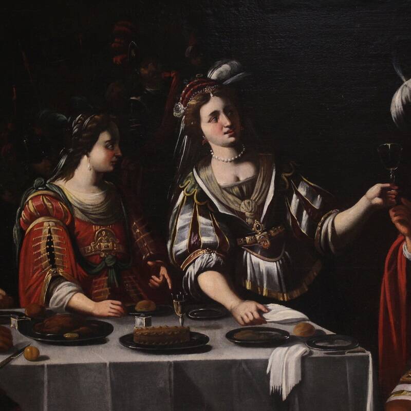 Great 17th-century Italian painting: The Banquet of Mark Antony and Cleopat