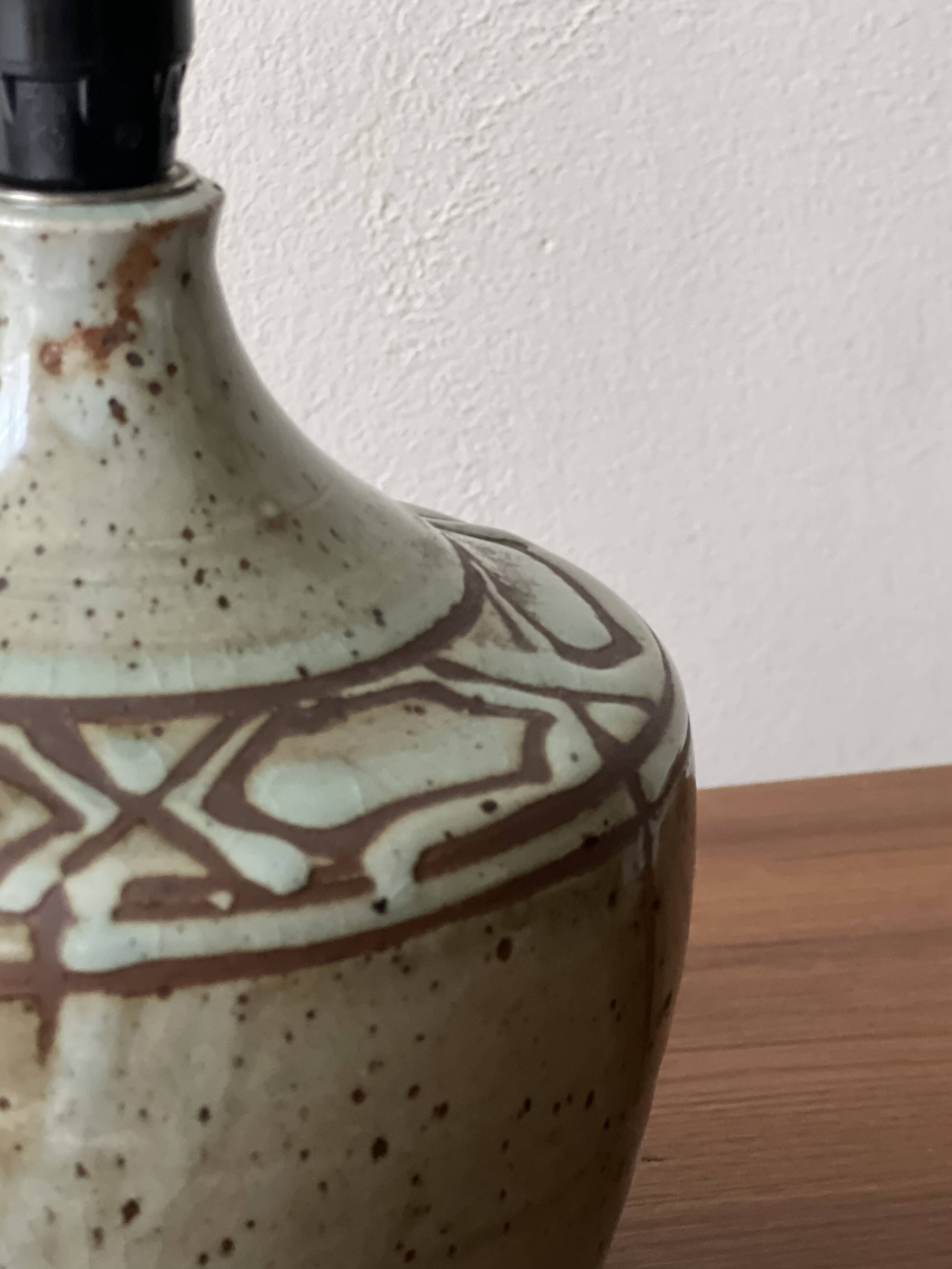 Signed glazed ceramic lamp base, circa 1950