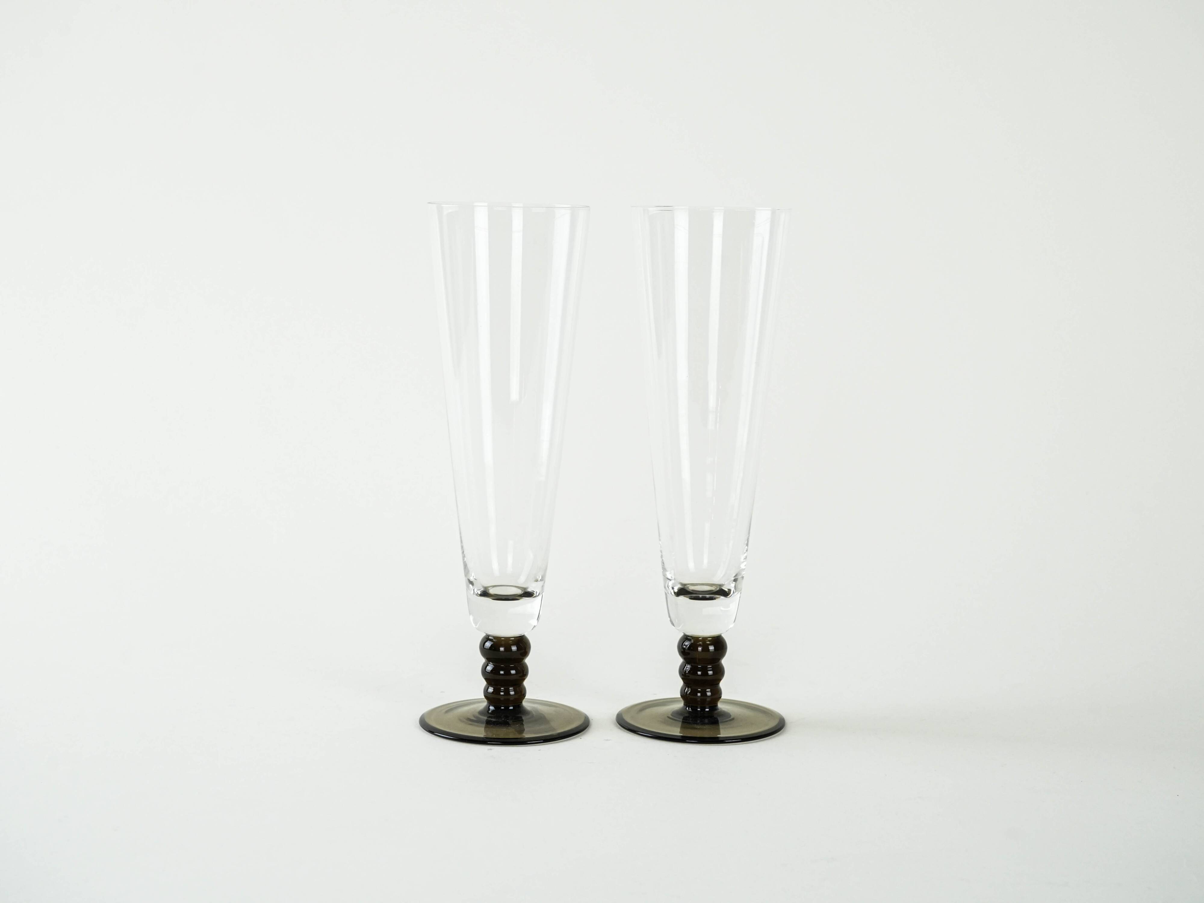 Pair of champagne glasses, Italian design, 1970s, production: Italy