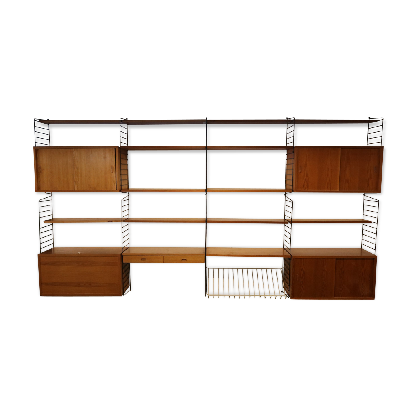 Birch system cabinet, designed by Nisse Strinning, manufactured by String in Denmark, 1950s