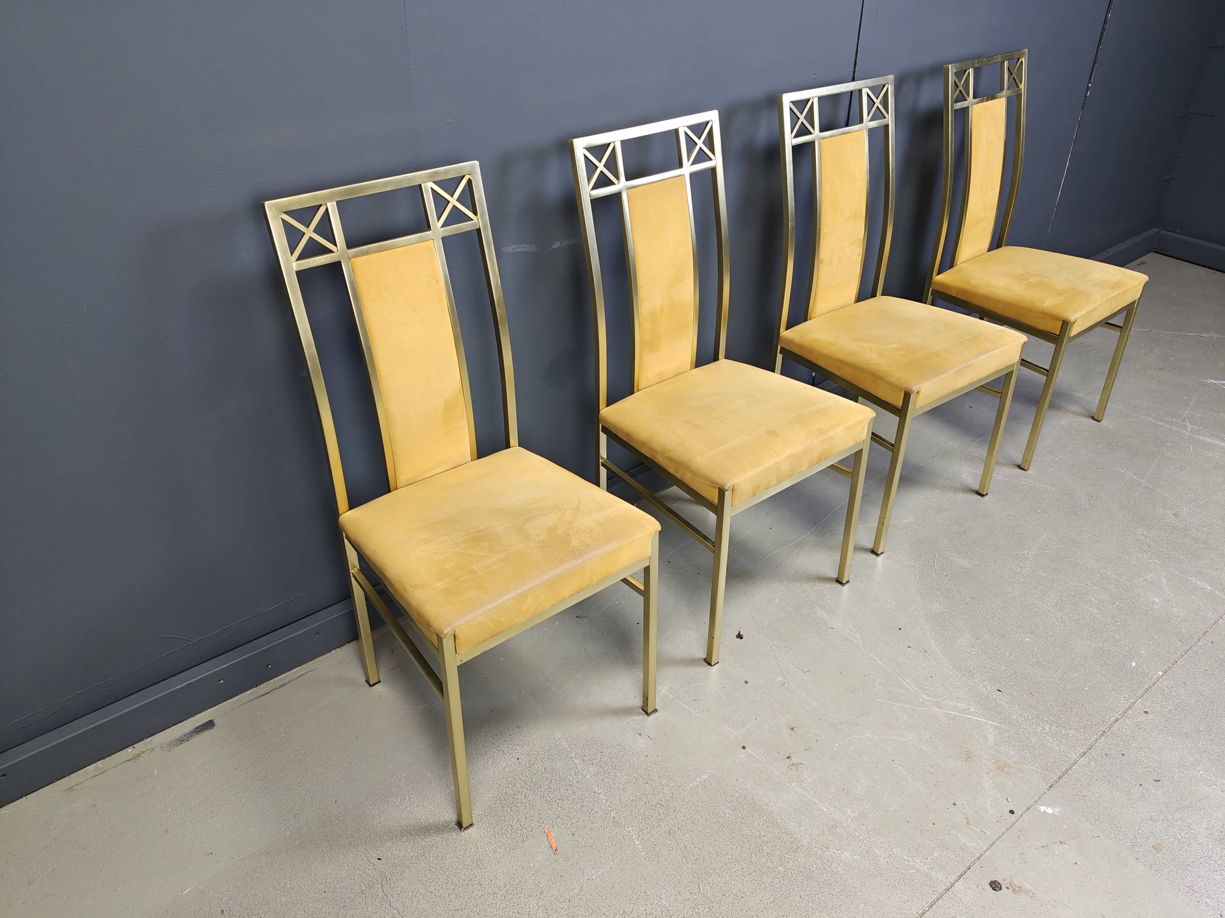 Chaises de salle à manger vintage en laiton de Belgochrom, années 1970