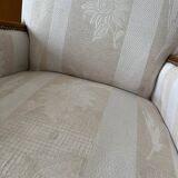 Pair of art deco armchairs in wood and floral fabric