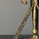 Midcentury brutalist wrought iron and opaline table lamp, Spain ca 1960s