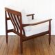 Scandinavian armchair in teak - Fabric, foams & straps: new