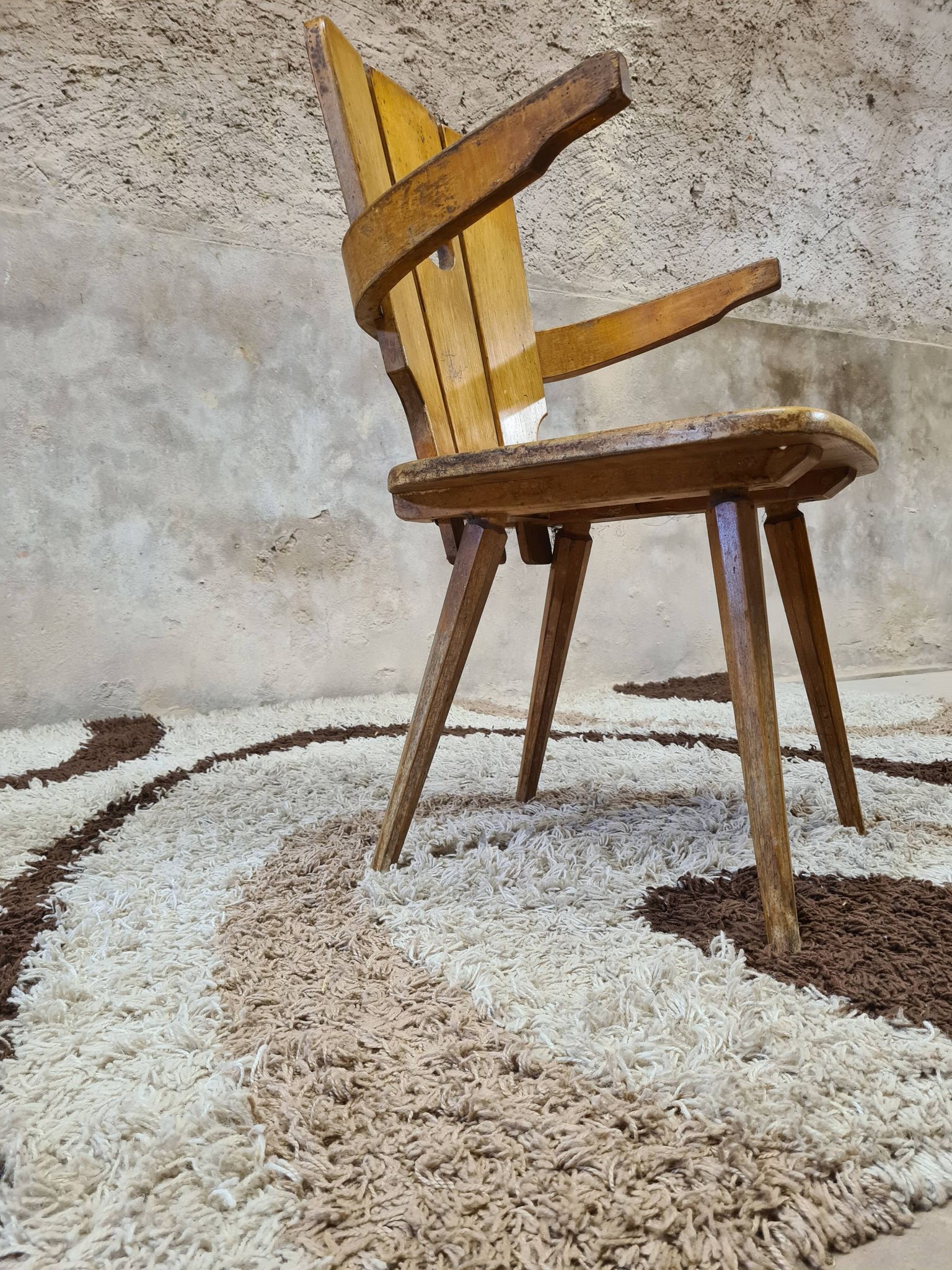 Brutalist wooden chair 1960