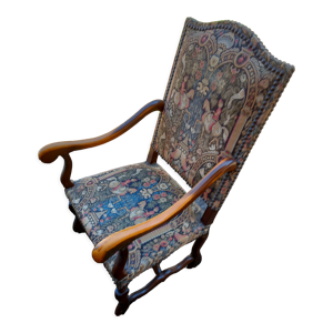 Fauteuil trône ancien en bois