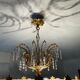 Old bronze waterfall chandelier with crystal tassels