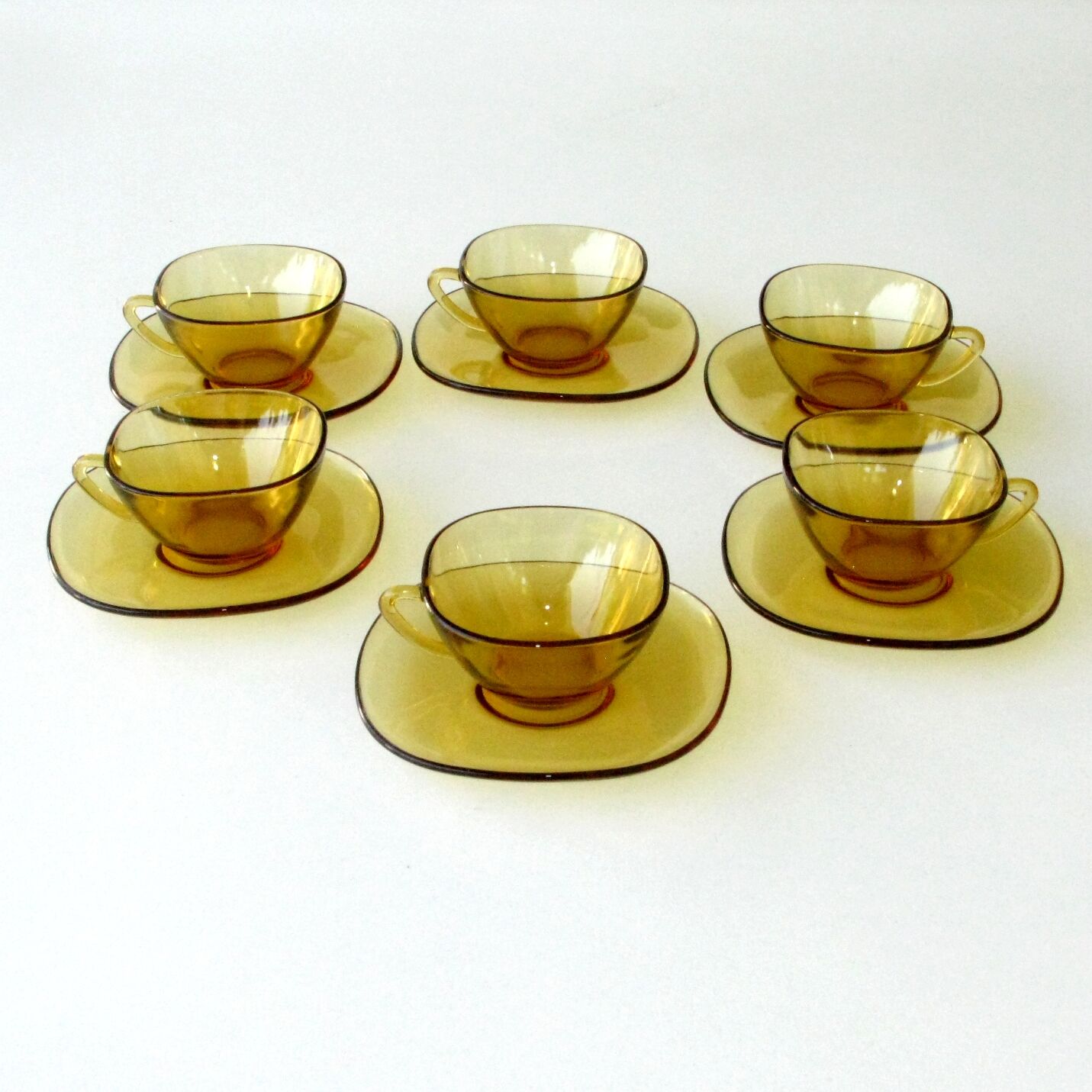 Coffee set vereco vintage amber color - 6 cups and under cups