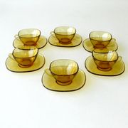 Coffee set vereco vintage amber color - 6 cups and under cups