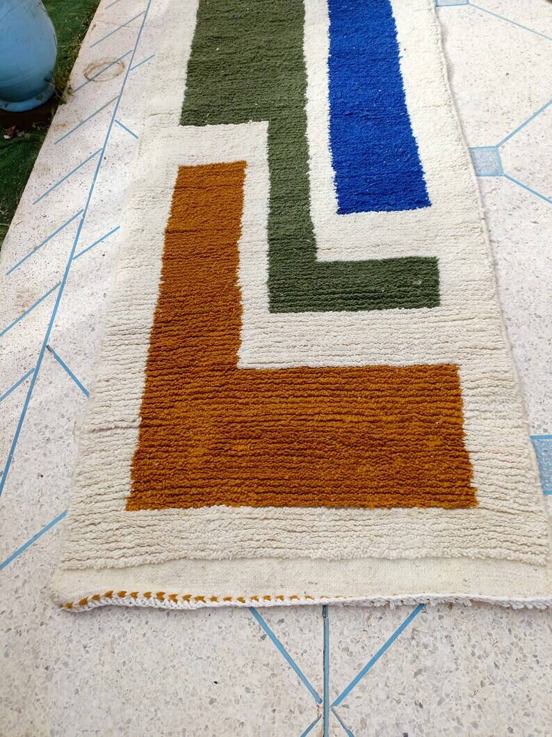 Tapis beni ouraine de couloir fait main taille 75 x 300 cm