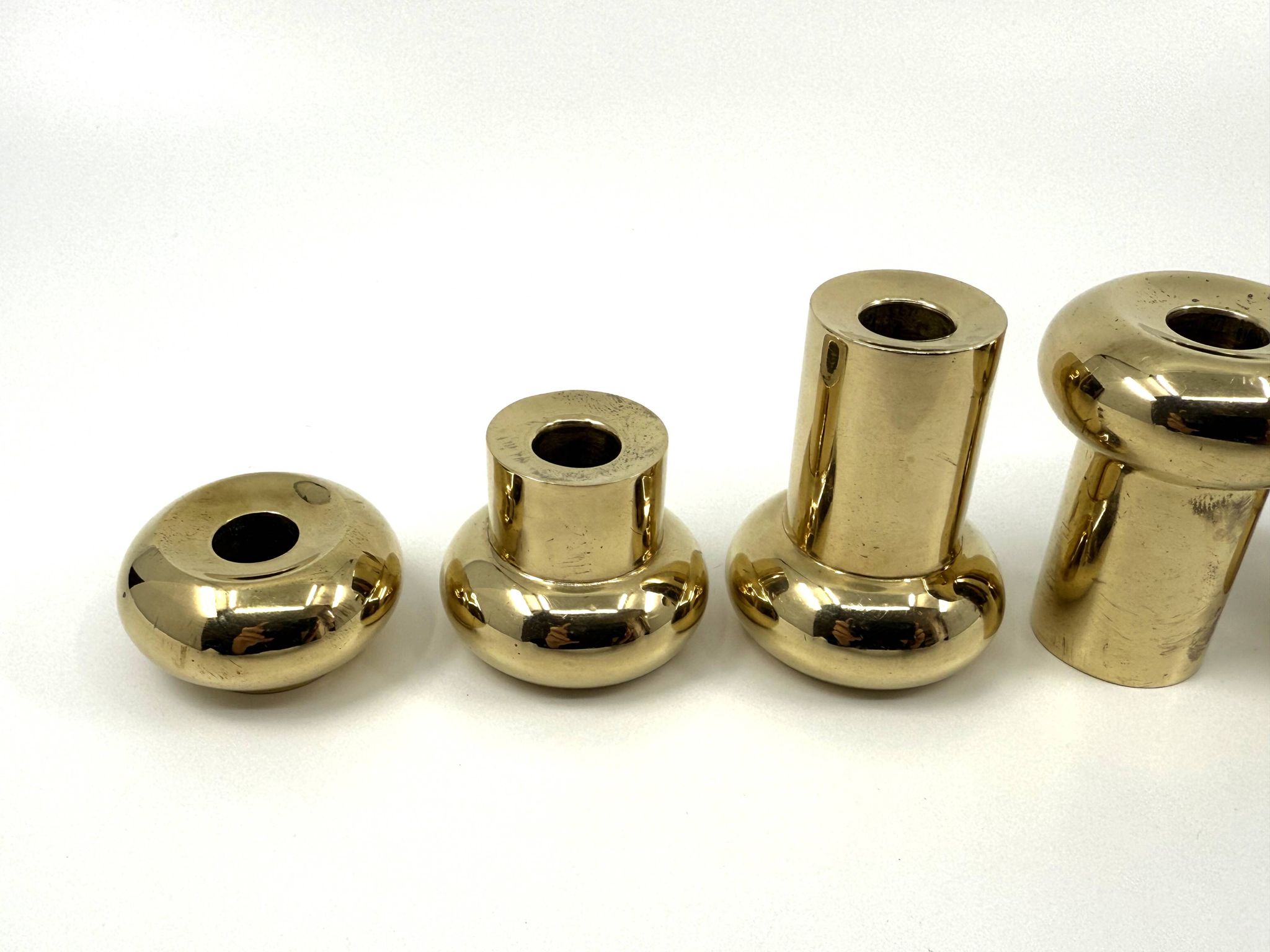 6 small brass candlesticks • Landskrona Mässing • Sweden • Circa 1978