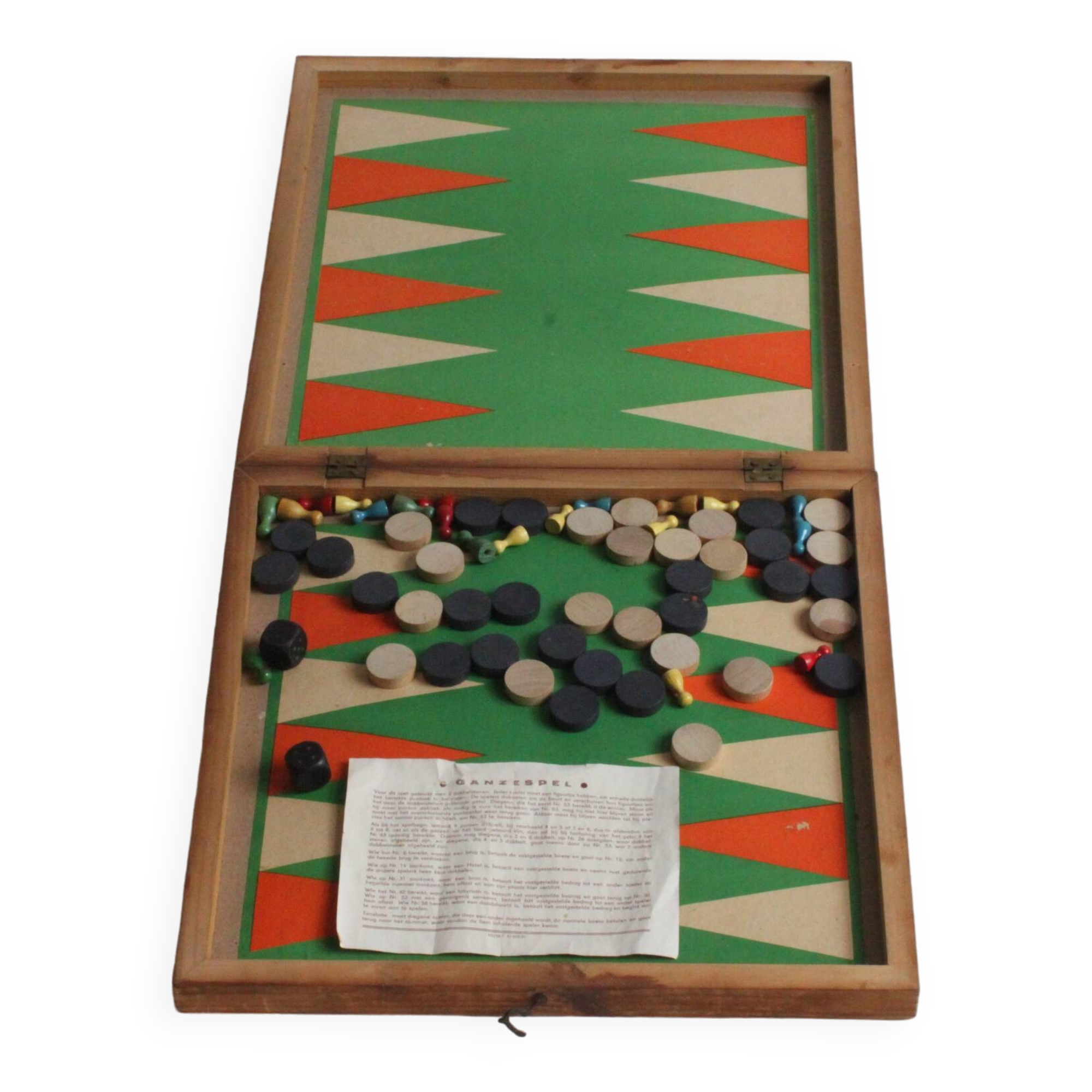 Vintage jeu de l'oie, backgammon and Ludo, 1930S.