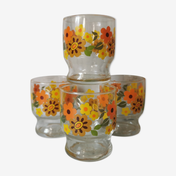 Verres vintage Fleurs Arcoroc