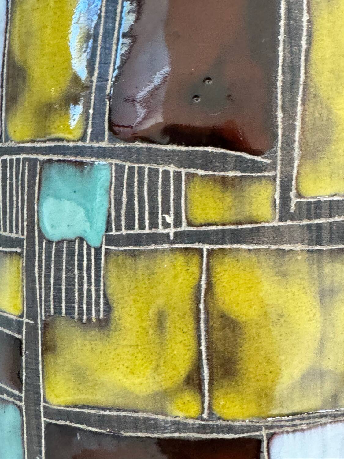 Vintage ceramic vase with abstract decor, Vallauris circa 1960