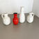 Set of 4 Red-White Fat Lava Op Art Pottery Vases by Bay Ceramics, Germany