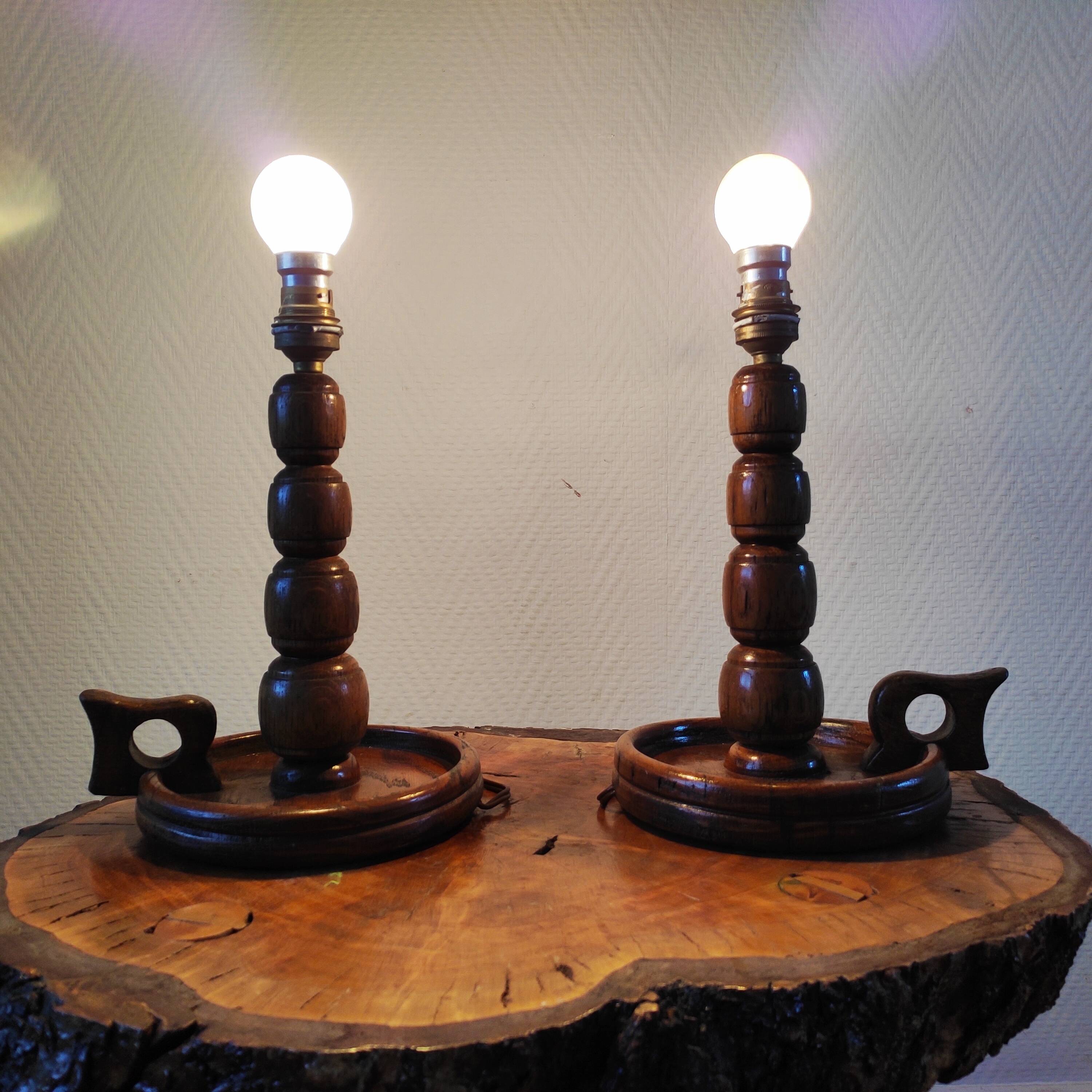 Pair of vintage brutalist lamps 1950/60