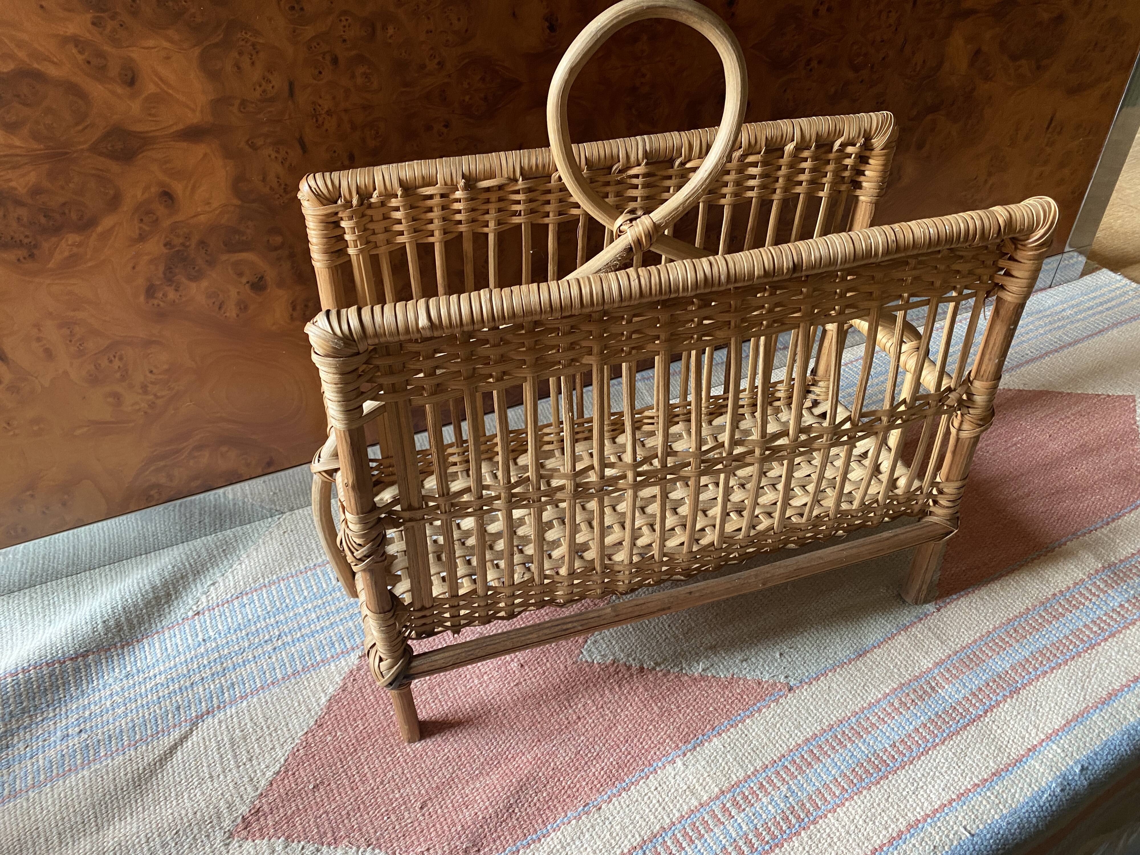 Rattan magazine holder