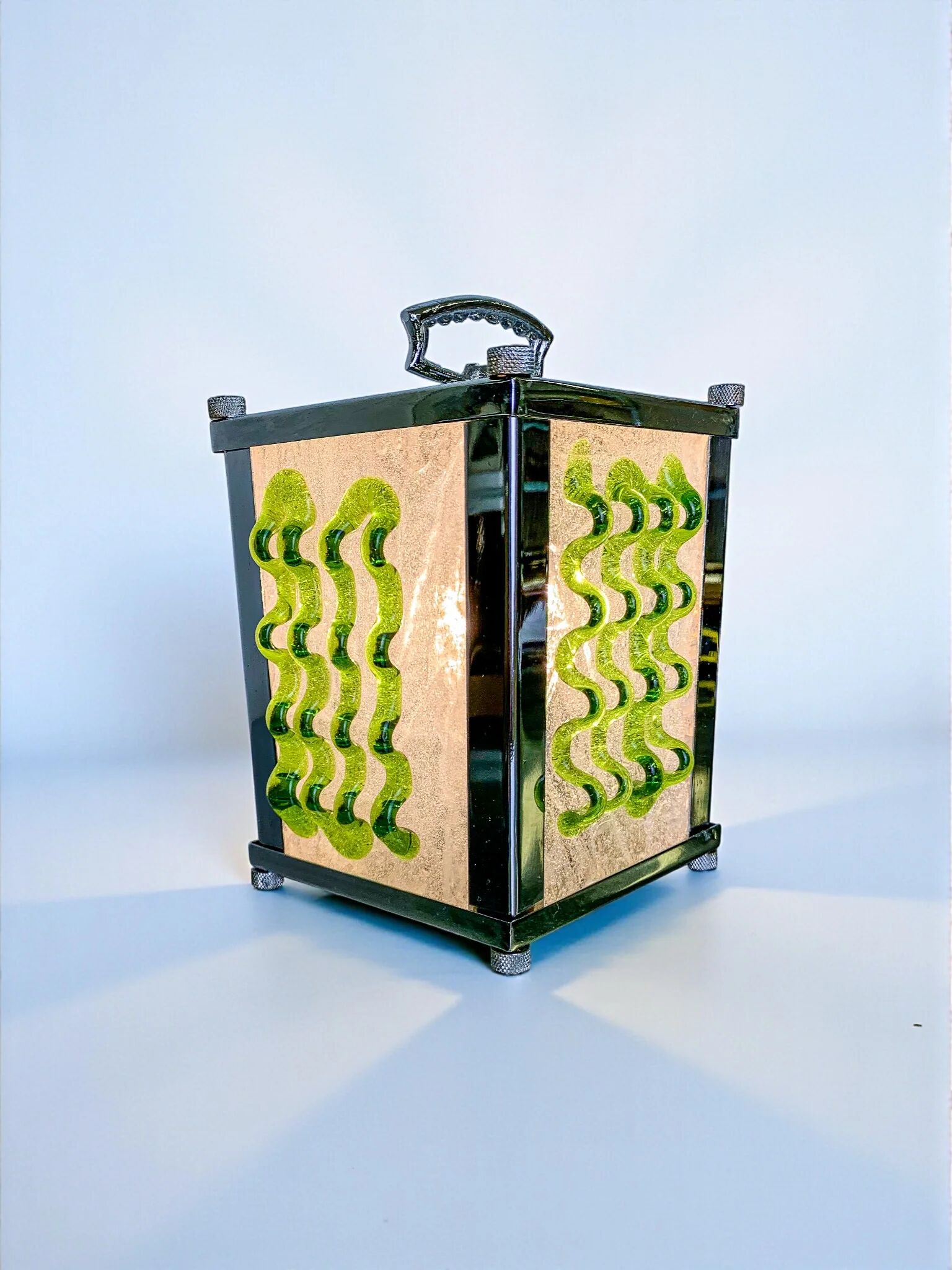 Midcentury Albano Poli green Murano glass table lamp for Poliarte, Italy, 1960s