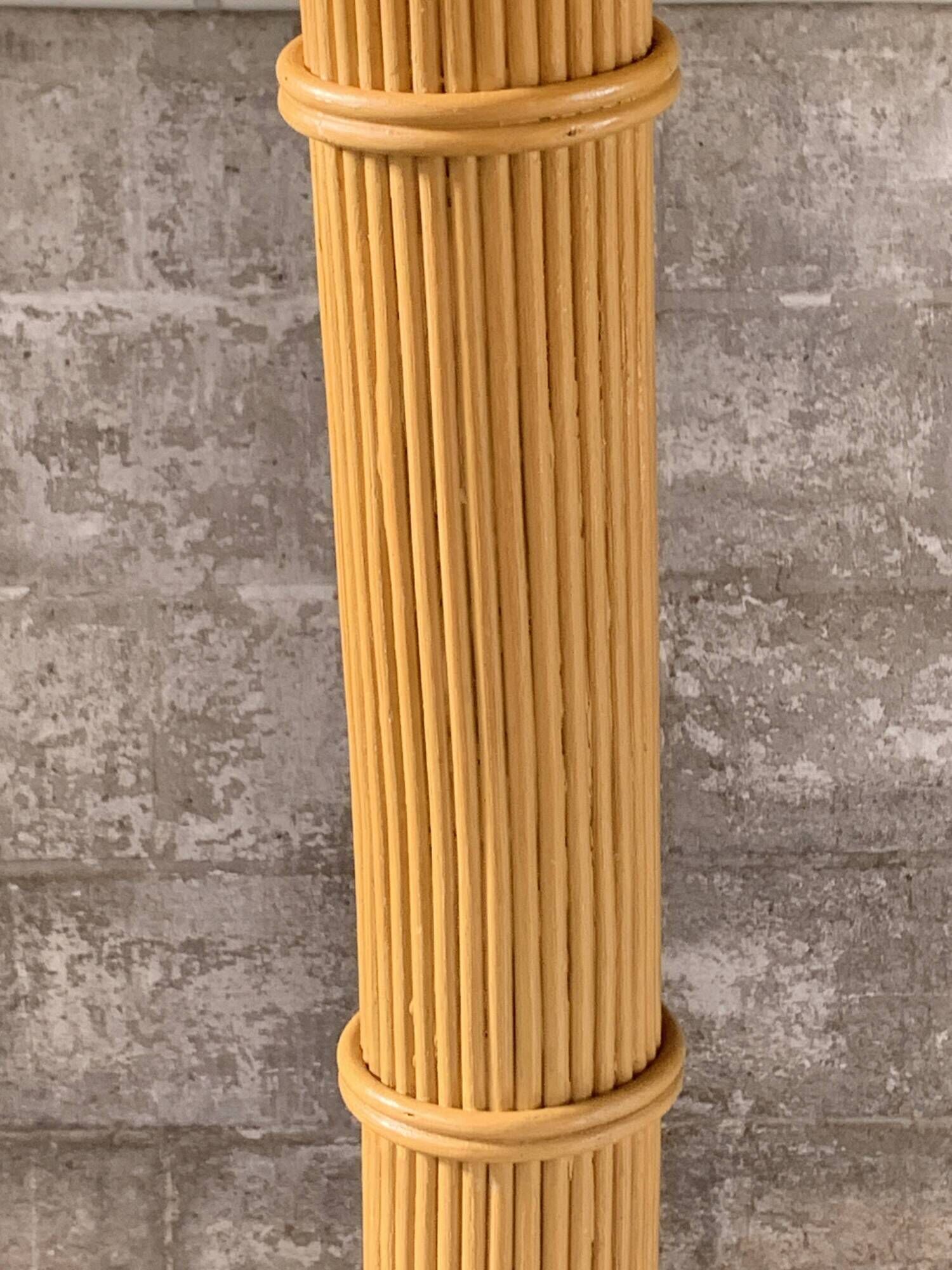 Pencil Reed rattan bamboo coconut palm tree floor lamp, Mario Lopez Torres, 1970s